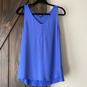 Blue button down express blouse